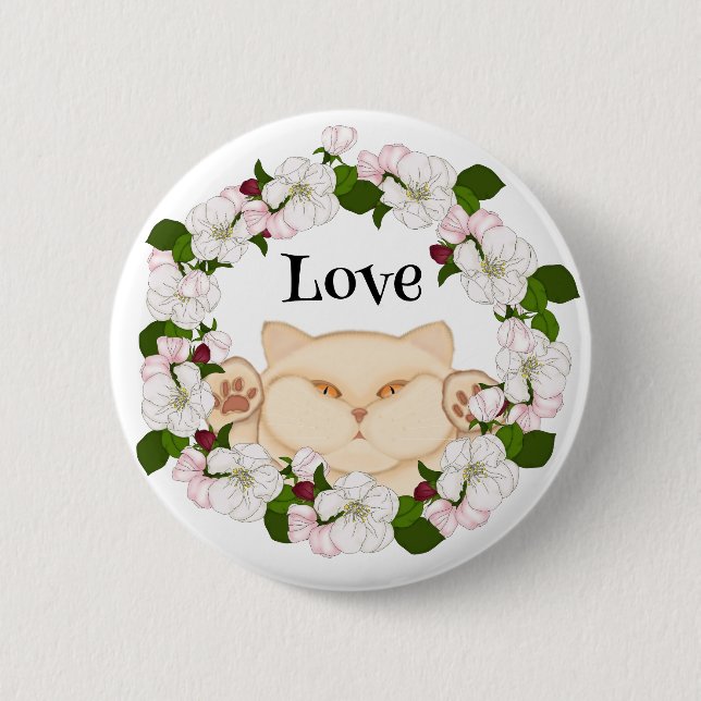 Niedliches Kitti in Blume Button (Vorderseite)