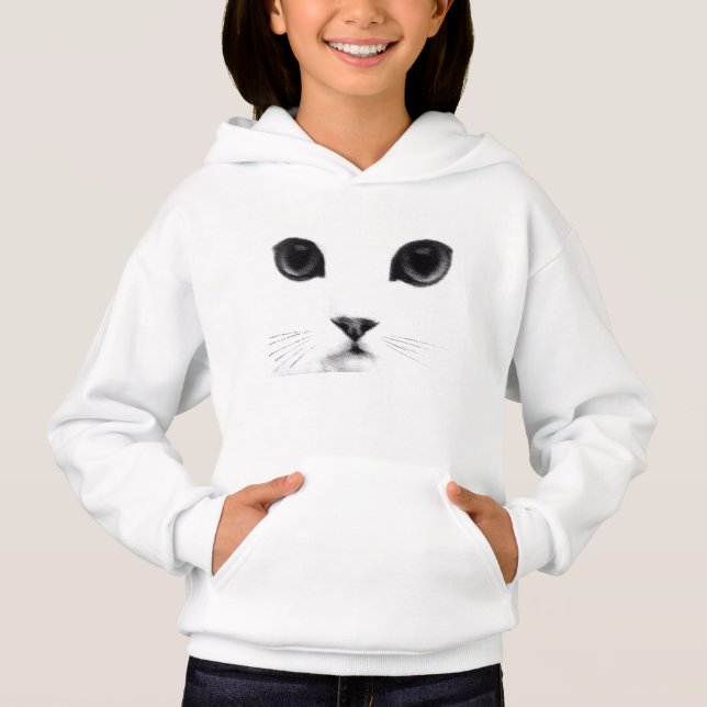 Niedliches Kitty-Katzen-Gesicht Hoodie (Vorderseite)