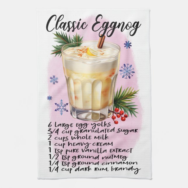 Niedliches klassisches Eggnog Weihnachtsgetränk Re Geschirrtuch (Vertikal)