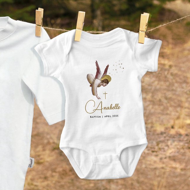 Niedliches klassisches Engel Religiöses Taufen Chr Baby Strampler (Von Creator hochgeladen)