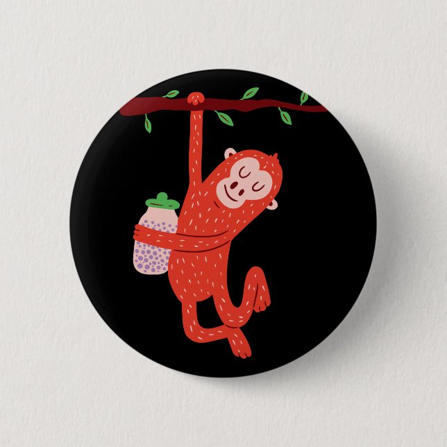 Niedliches Kleinaffen-Design Button (Vorderseite)
