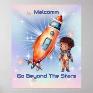 Niedliches kleines Astronautenraketenposter Poster