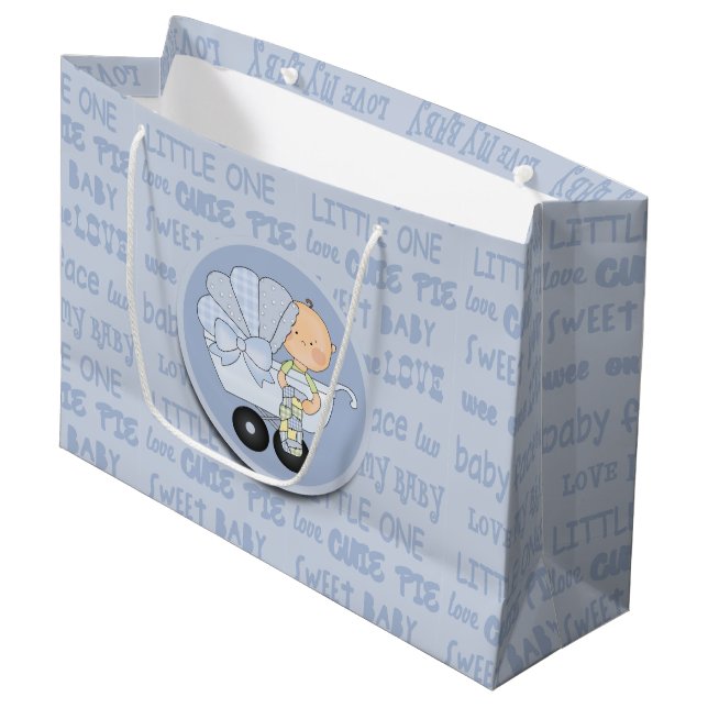 Niedliches kleines Baby in Buggy Neues Baby Große Geschenktüte (Vorderseite Schrägansicht)