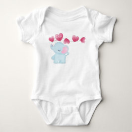 NIEDLICHES, KLEINES BLUE ELEPHANT MIT PINKBALONEN BABY STRAMPLER