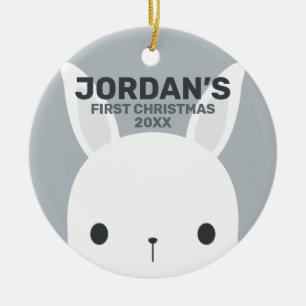 Niedliches kleines Bunny Rabbit Erstes Weihnachten Keramik Ornament