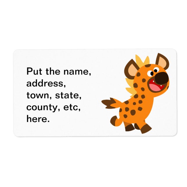 Niedliches kleines Cartoon-Hyena-Versandschild (Vorne)