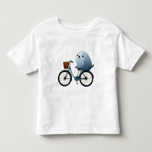 Niedliches kleines Cartoon Siegel auf einem Fahrra Kleinkind T-shirt