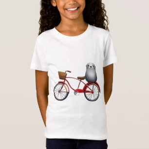 Niedliches kleines Cartoon Siegel auf einem Fahrra T-Shirt