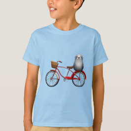 Niedliches kleines Cartoon Siegel auf einem Fahrra T-Shirt
