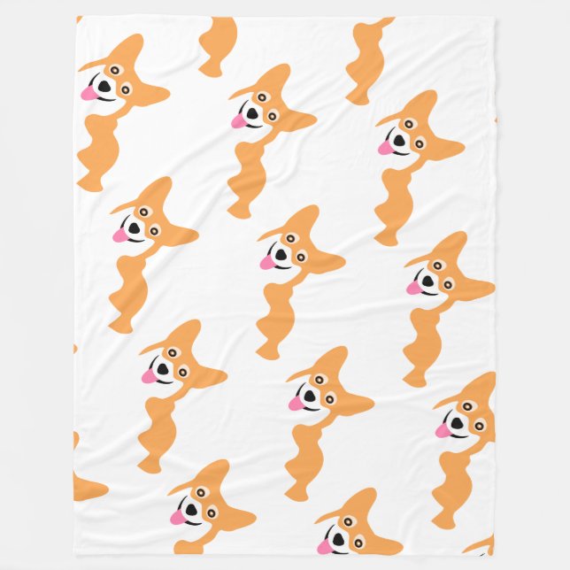 Niedliches kleines Corgi-Muster Fleecedecke (Vorderseite)