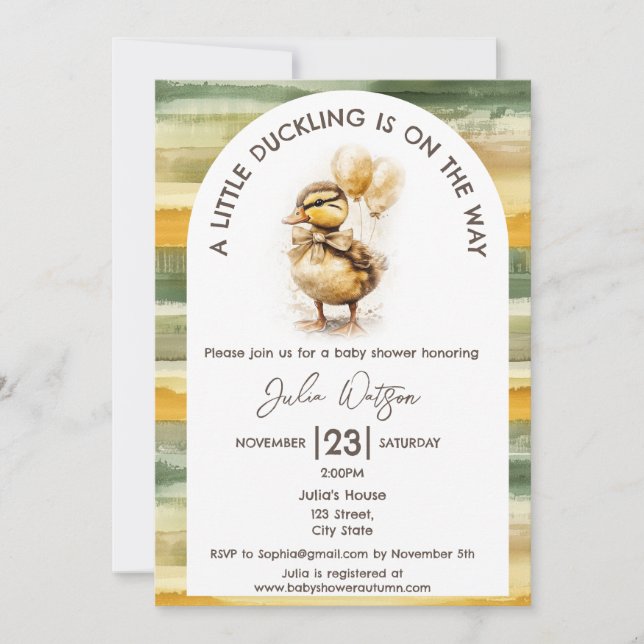 Niedliches Kleines Duckling ist auf dem Weg der Ge Einladung (Vorderseite)