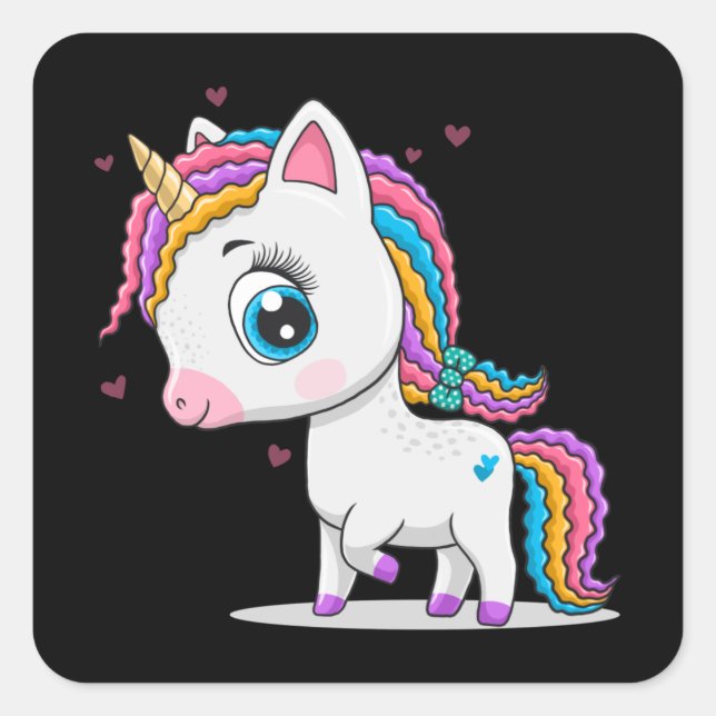Niedliches kleines Einhorn Quadratischer Aufkleber (Vorderseite)