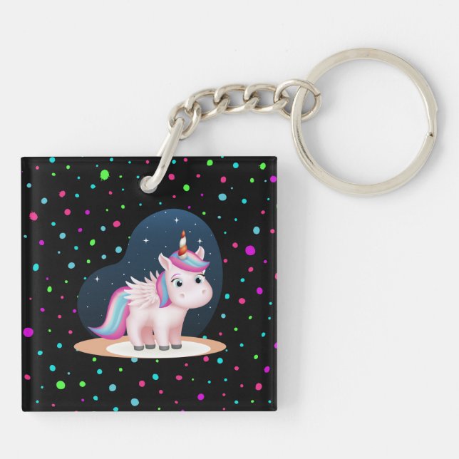Niedliches Kleines Einhorn Schlüsselanhänger (Rückseite)