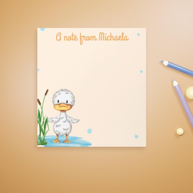 Niedliches kleines Entlein im Teich personalisiert Notizblock (Cute duck notepad for duck lovers. Perfect for birthdays or as stocking stuffer)