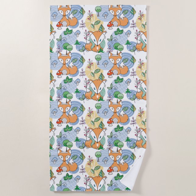 Niedliches kleines Fox-Muster Strandtuch (Vorderseite)