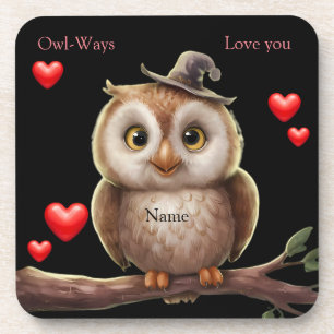 Niedliches kleines Funny Owl mit Liebe Herz Getränkeuntersetzer