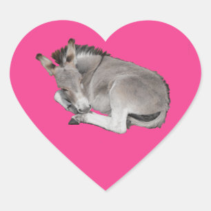 Niedliches kleines graues Donkey-Baby-Fohlen abgel Herz-Aufkleber