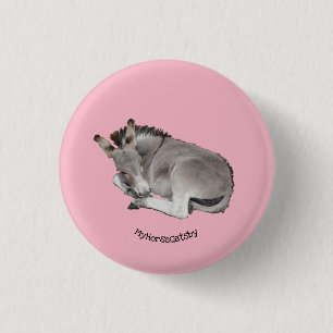Niedliches kleines graues Donkey-Baby-Fohlen-Schla Button