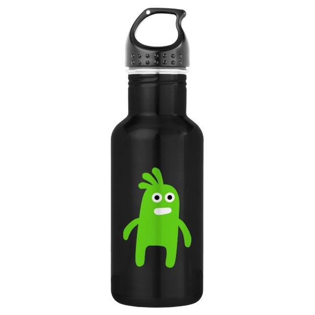 Niedliches kleines grünes Monster Edelstahlflasche (Vorderseite)