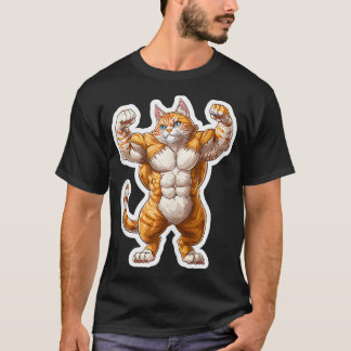 Niedliches Kleines Gym Cat Sports Workout Lifting T-Shirt