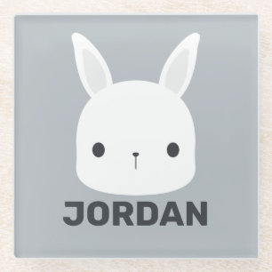 Niedliches kleines Hasen mit Personalisiertem Name Glasuntersetzer