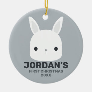 Niedliches kleines Hasen mit Personalisiertem Name Keramik Ornament