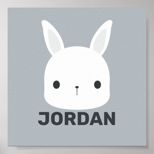Niedliches kleines Hasen mit Personalisiertem Name Poster (Vorne)