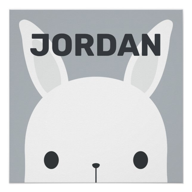 Niedliches kleines Hasen mit Personalisiertem Name Poster (Vorderseite)