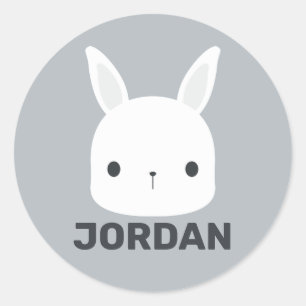 Niedliches kleines Hasen mit Personalisiertem Name Runder Aufkleber