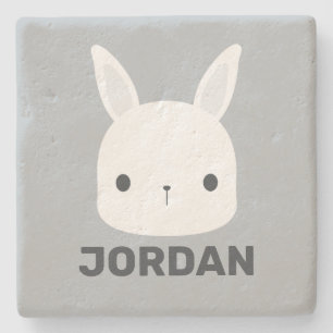Niedliches kleines Hasen mit Personalisiertem Name Steinuntersetzer