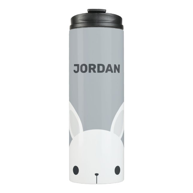 Niedliches kleines Hasen mit Personalisiertem Name Thermosbecher (Vorderseite)