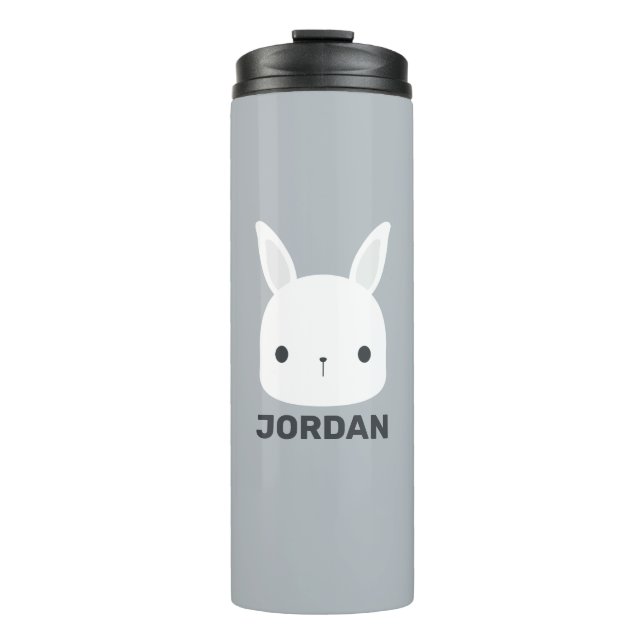 Niedliches kleines Hasen mit Personalisiertem Name Thermosbecher (Vorderseite)