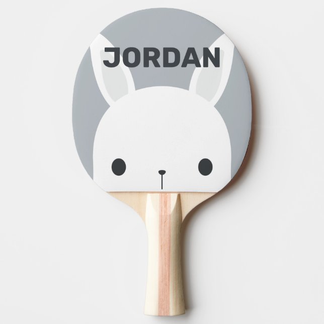 Niedliches kleines Hasen mit Personalisiertem Name Tischtennis Schläger (Vorderseite)