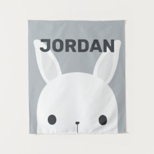 Niedliches kleines Hasen mit Personalisiertem Name Wandteppich