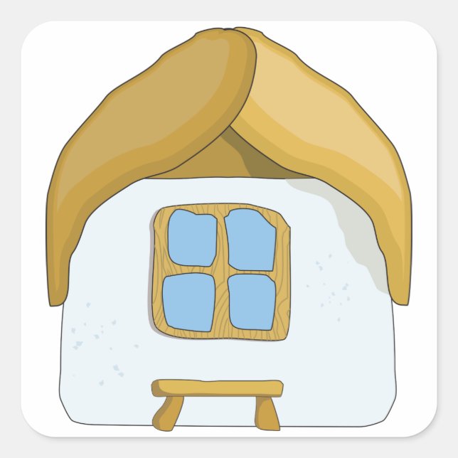 Niedliches kleines Haus Quadratischer Aufkleber (Vorderseite)