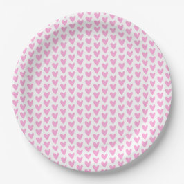 Niedliches kleines, heiß rosa Herz-Muster Pappteller