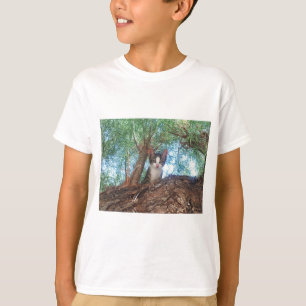 Niedliches kleines Kätzchen, das im Wald spielt T-Shirt
