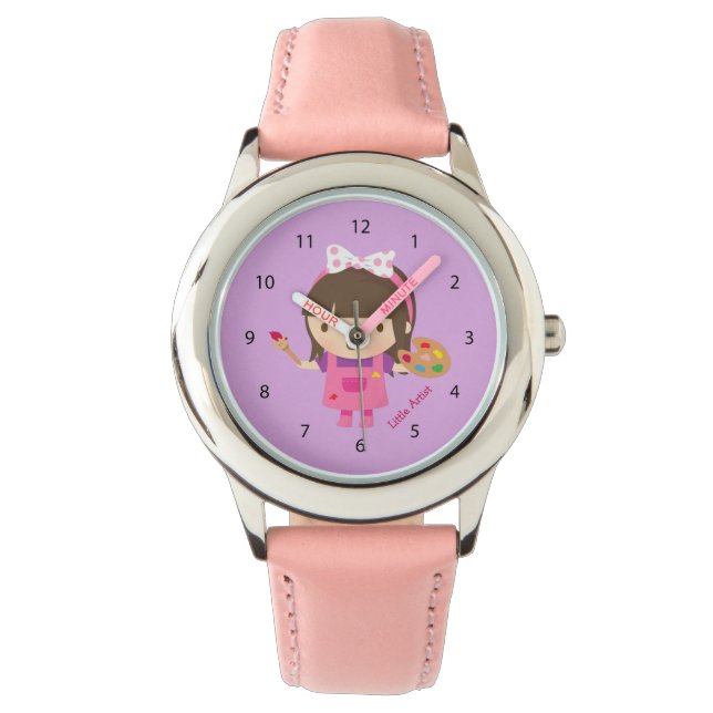 Niedliches Kleines Künstlermädchen Armbanduhr (Vorderseite)