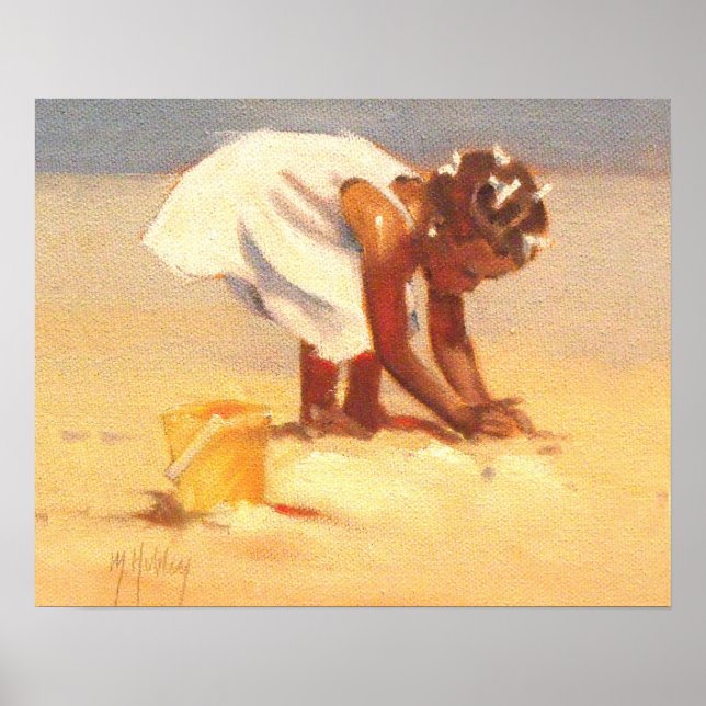 Niedliches kleines Mädchen, das Sandspielen Poster (Vorne)