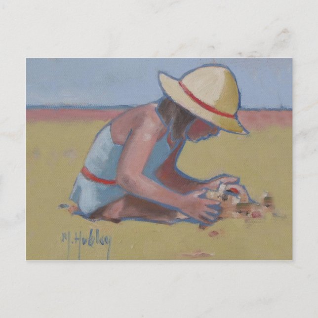 Niedliches kleines Mädchen, das Sandspielen Postkarte (Vorderseite)