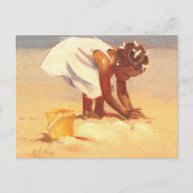 Niedliches kleines Mädchen, das Sandspielen Postkarte (Vorderseite)