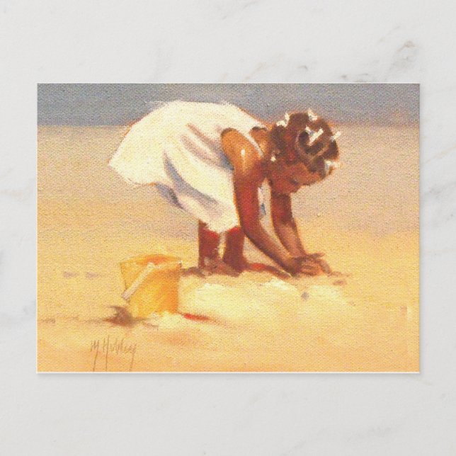 Niedliches kleines Mädchen, das Sandspielen Postkarte (Vorderseite)