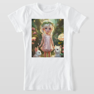 Niedliches kleines Mädchen im Zaubergarten T-Shirt