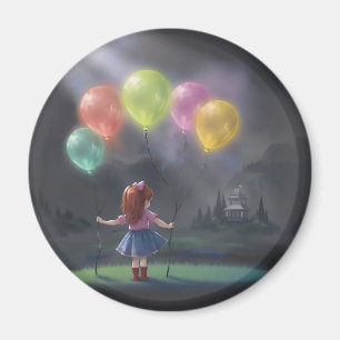 Niedliches kleines Mädchen mit Balloons Magnet