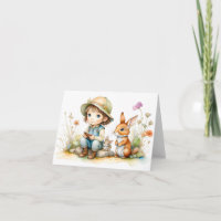 Niedliches kleines Mädchen mit Bunnies und Blume L