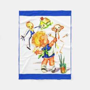 niedliches kleines Mädchengemälde an der Wand Fleecedecke