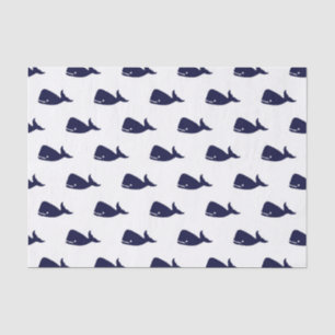 Niedliches kleines Marine-Blauwal-Muster auf Weiß Seidenpapier