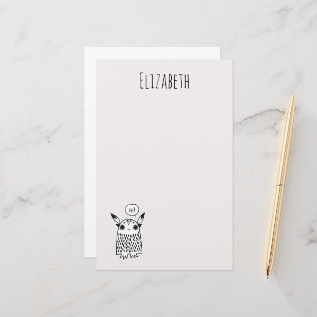 Niedliches kleines Monster Briefpapier (Vorderseite/Rückseite Beispiel)