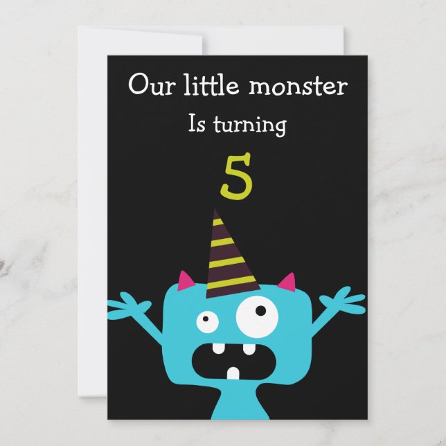 Niedliches kleines Monster-Kindergeburtstag-Party Einladung (Vorderseite)