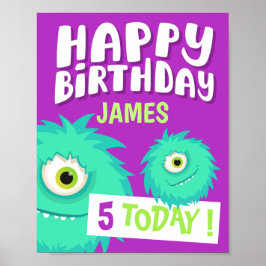 Niedliches Kleines Monster Lila Poster
